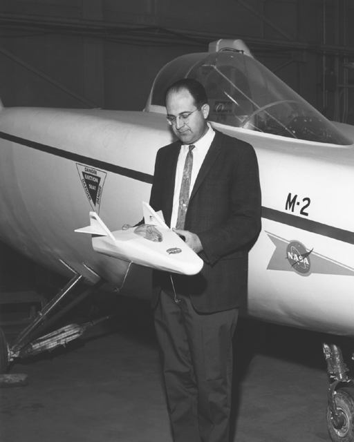 Space History Photo: Dale Reed with Model in Front of M2-F1